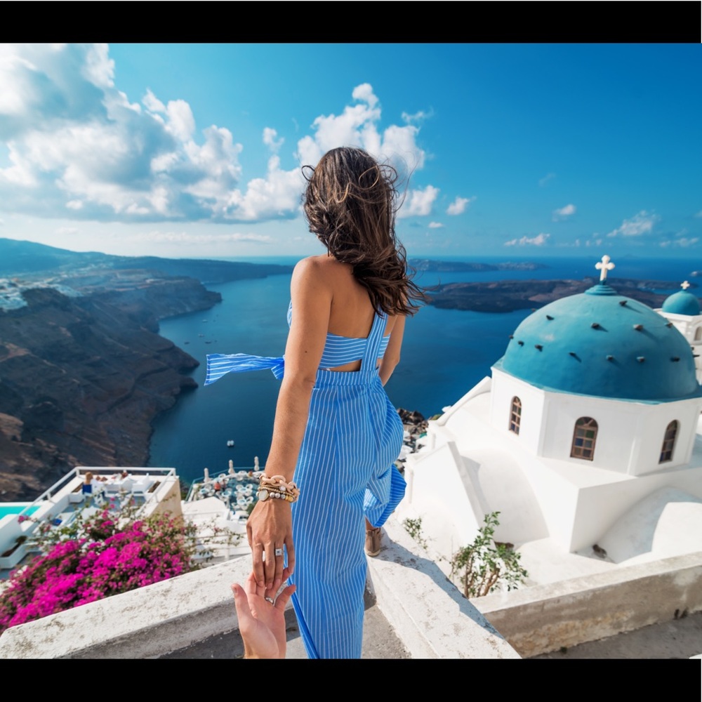 Plenty by Tracy Reece Blue/White Jumpsuit